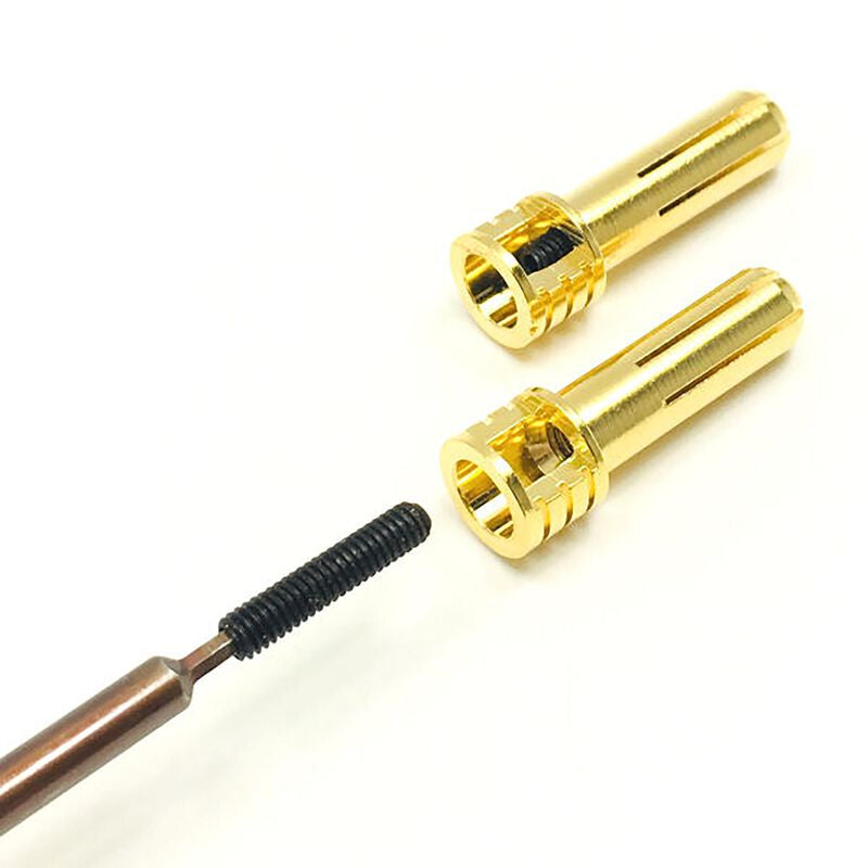 Trinity Certified Adjustable 5mm Pure Copper Gold Plated Bullet Connector, Male (2)