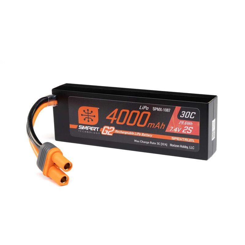 4000mAh 2S 7.4v 30C Smart LiPo Battery, G2 Hard Case: IC5