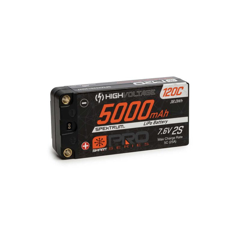 5000mAh 2S 7.6V Smart Pro Race HV LCG Shorty LiPo Battery 120C: 5mm
