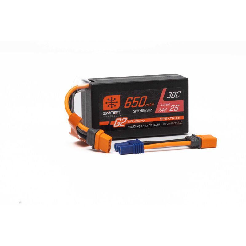 Spektrum 650mAh 2S 7.4V Smart G2 30C LiPo; IC2 Fits UTB18 MINI LMT