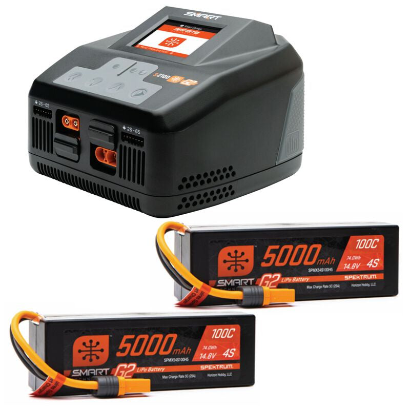 Smart Powerstage 8S Surface Bundle: (2) G2 5000mAh 4S LiPo IC5 Battery & S2100 Charger