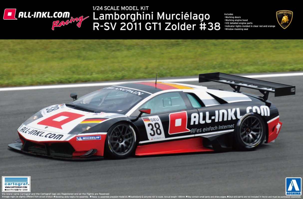 Aoshima 1:24 Lamborghini Murcielago R-SV 2011 GT1 (LW)