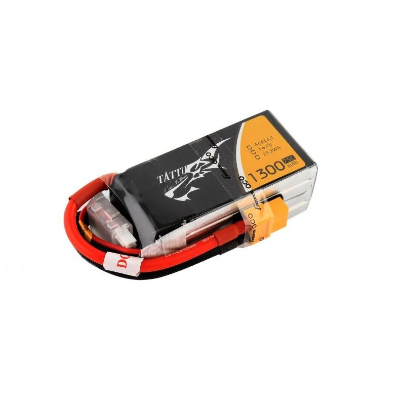 Tattu 1300mAh 3S 11.1v 75C Lipo Battery72x36x22mm 122g With EC3 Plug