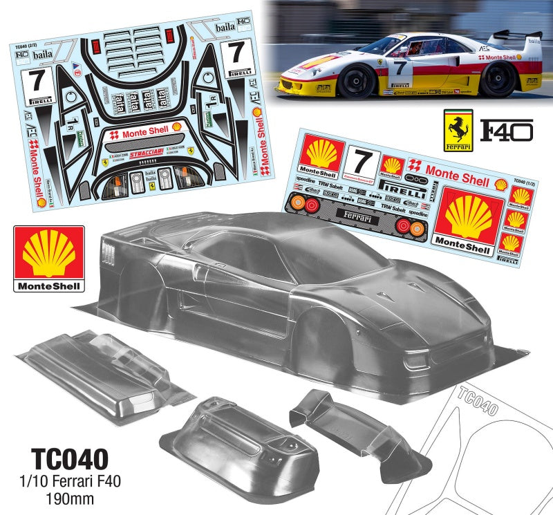 Team C 1/10 Ferrari F40, 190mm Shell Decal Sheet