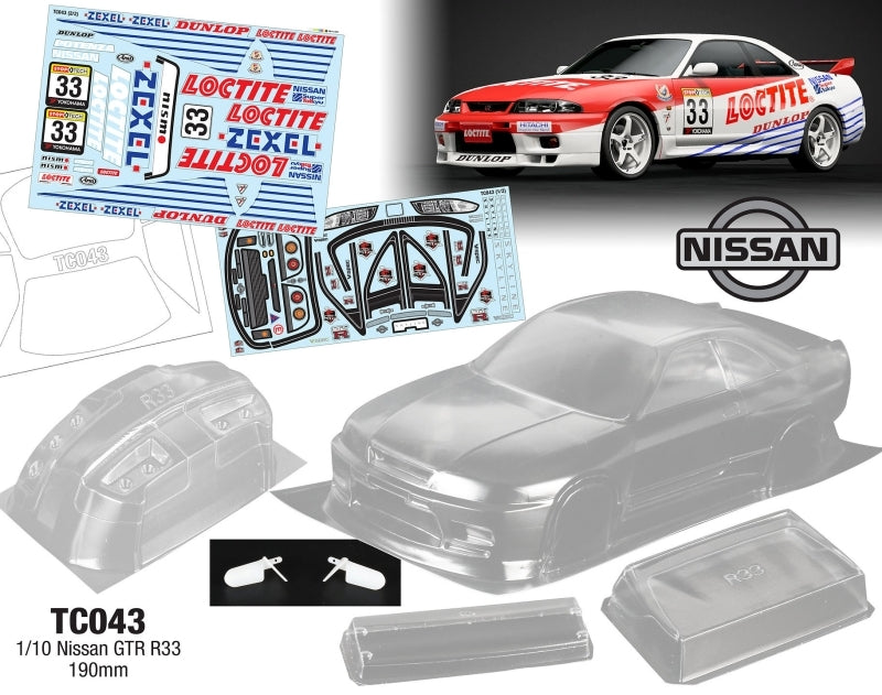 TC043 1/10 Nissan R33 GTR 190mm Wide, WB 258mm with Loctite Decal Sheet