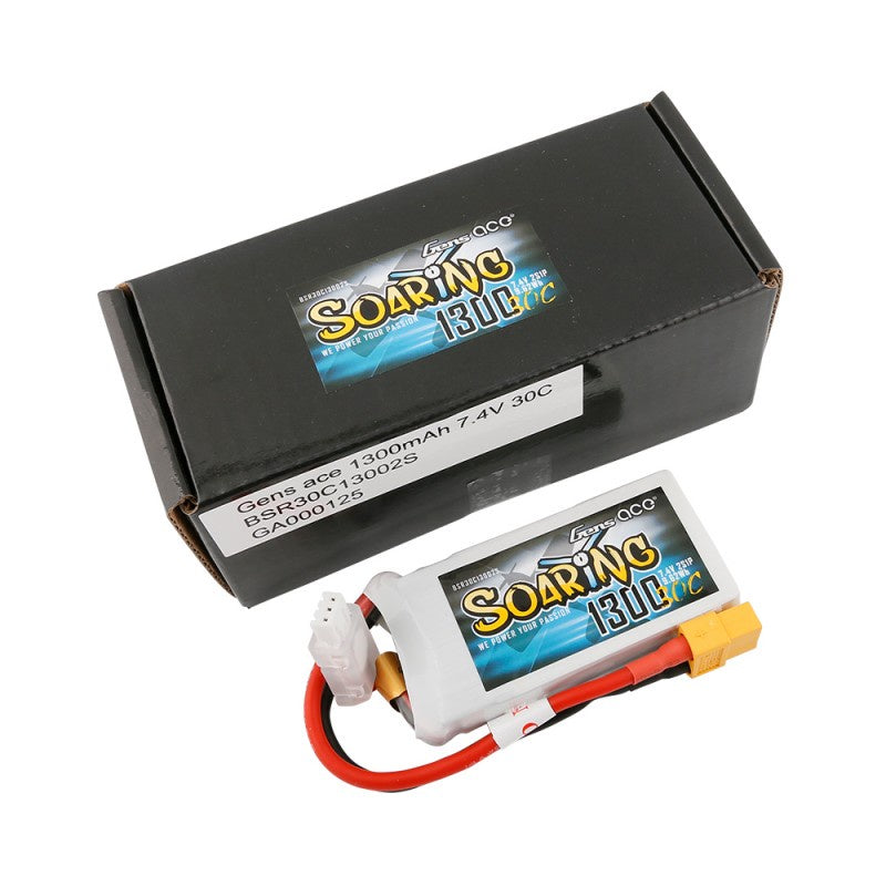 Gens Ace 1300mAh 2S 7.4v 30C Lipo Battery 70x34x15mm 79g XT60