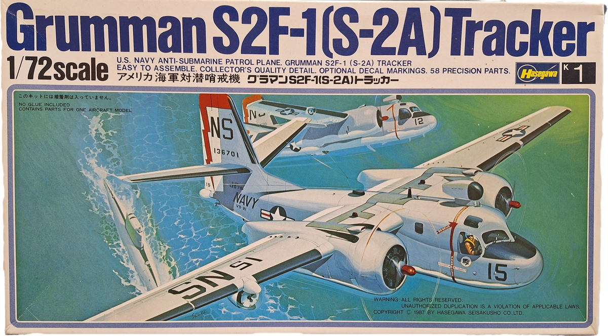 *Vintage, Aged Decals* Hasegawa 1:72 Grumman S2F-1 (FMS)