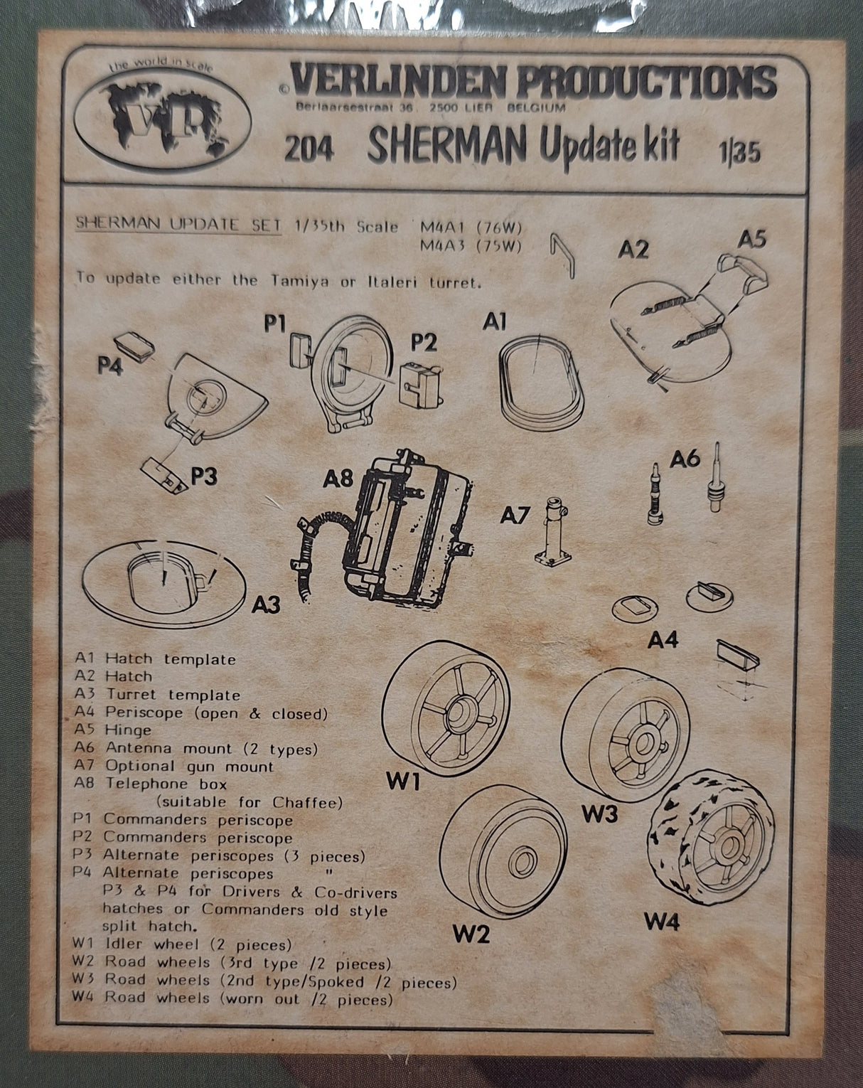 *Unsealed* VP 1:35 Sherman Update Kit Conv. Resin Set