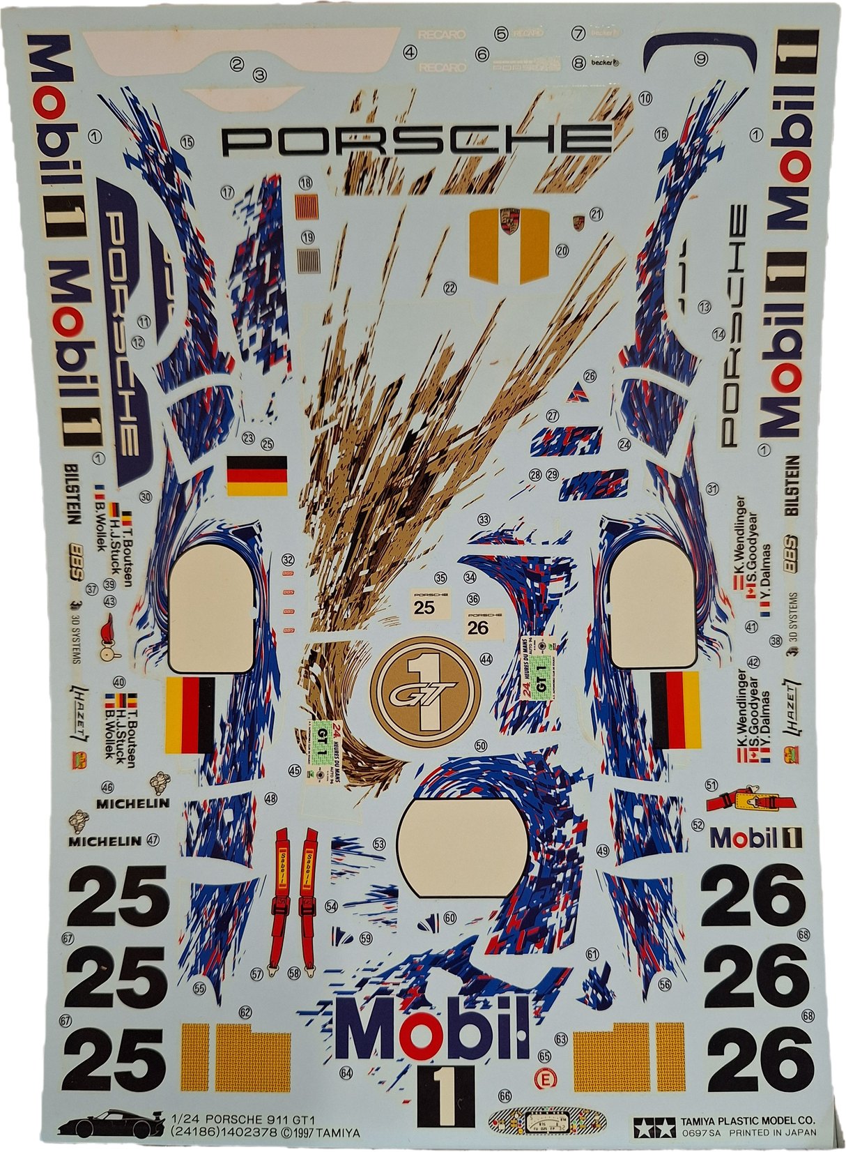 *Aged Decals* Tamiya 1:24 Porsche 911 GT1