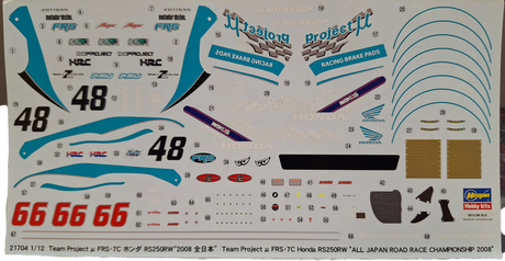 *Aged Decals* Hasegawa 1:12 Honda RS250RW Team Project μ FRS - 7C (LW)