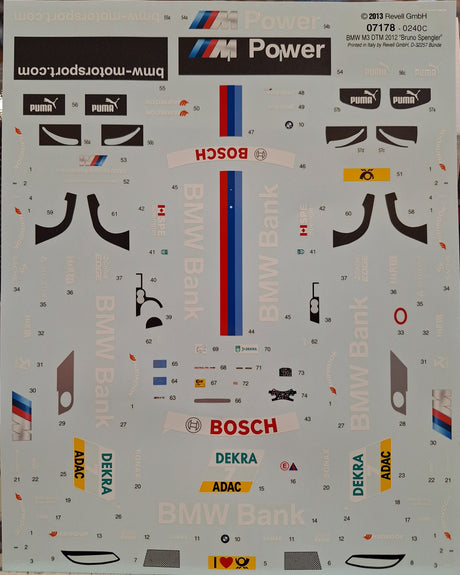 *Aged Decals* Revell 1:24 BMW M3 DTM 2012 Bruno Spengler (LW)