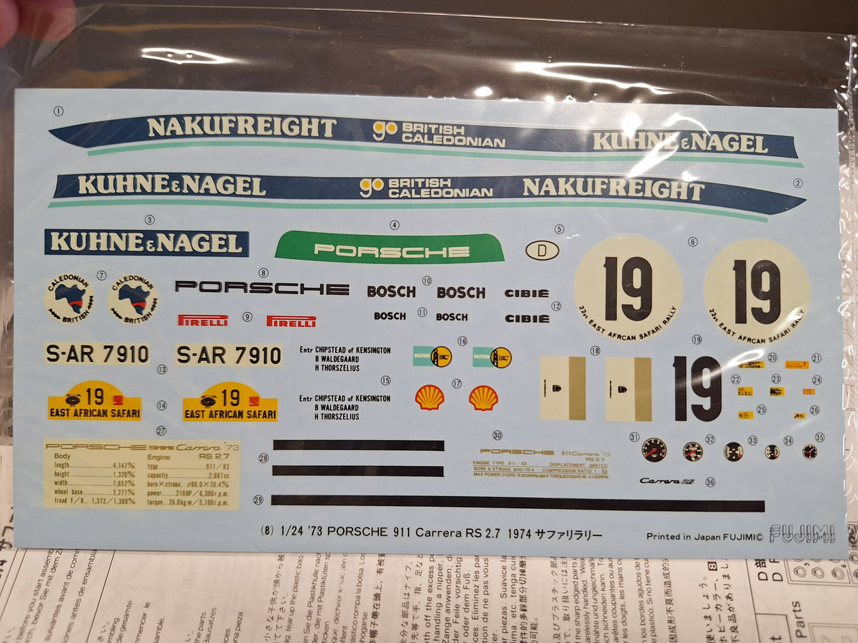*Pre-Owned, Aged Decals* Fujimi 1:24 Porsche 911 Carrera RS '73