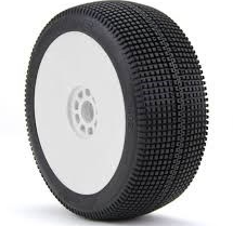 AKA 1:8 Buggy ZIPPS Super Soft EVO Wheels Pre-Mounted White (2 pcs)