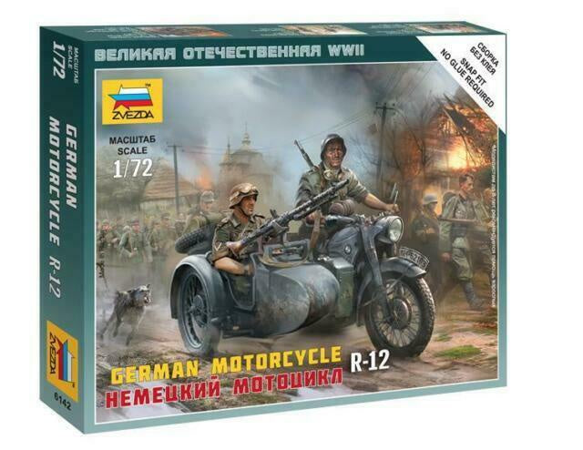 Zvezda 1:72 German Motorcycle R-12 & crew