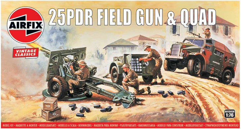 Airfix 1:76 25pdr Field Gun & Quad Vintage Classics