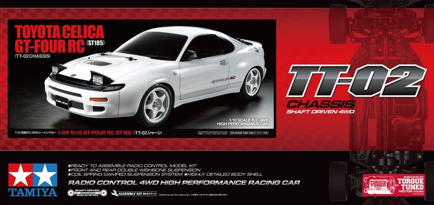 Tamiya 1:10 Toyota Celica GT-Four ST185 TT-02 Kit – Frankton Model