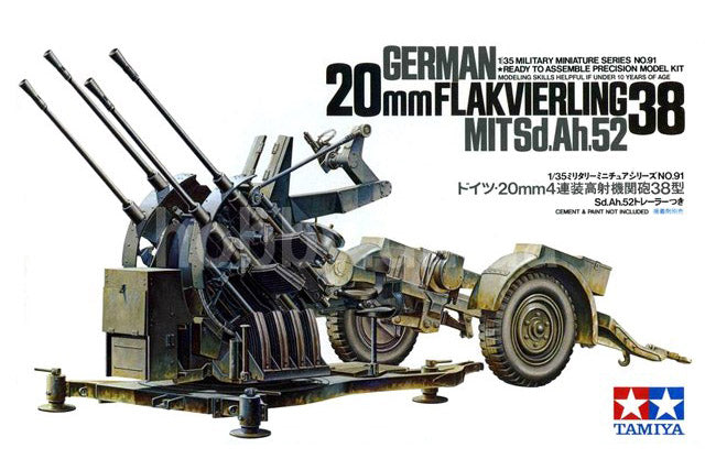 Tamiya 1/35 German 20mm Flakvierling 38 MITSd.Ah.52