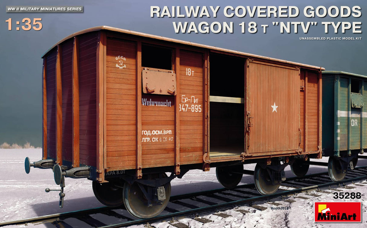 Miniart 1:35 Railway Covered  Goods Wagon 18t NTV Type