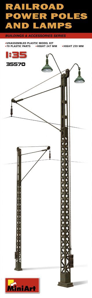 Miniart 1:35 Railroad Power Poles & Lamps
