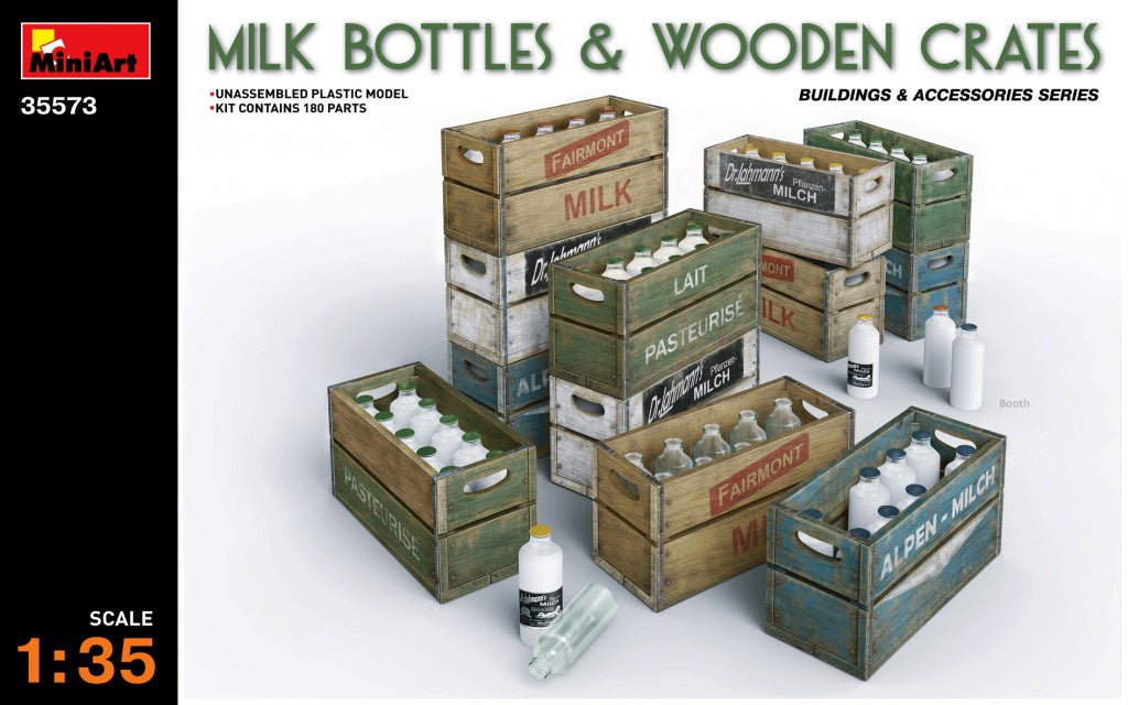 Miniart 1:35 Milk Bottles & Wooden Crates