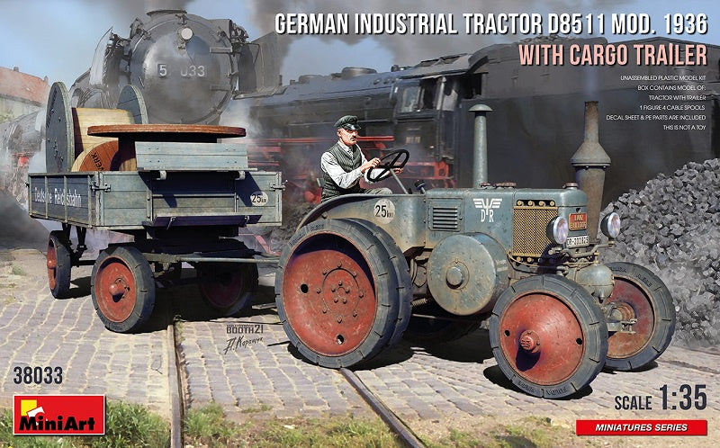 Miniart 1:35 German Tractor D8511 Mod. 1938 w/ Cargo Trailer