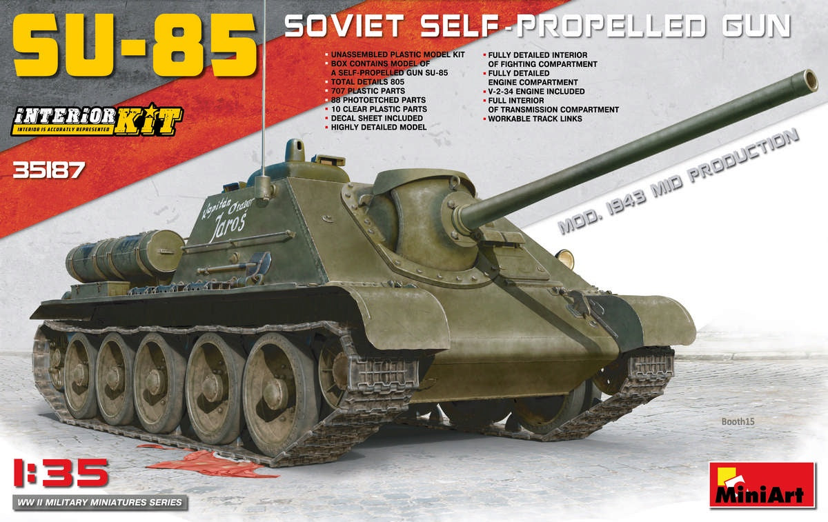 Miniart 1:35 SU-85 Soviet Self-Propelled Gun w/Interior Kit