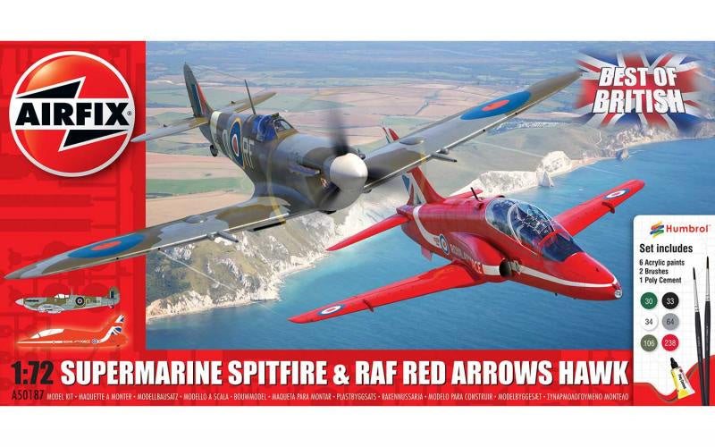 Airfix 1:72 Best of British Supermarine Spitfire & RAF Red Arrows Hawk