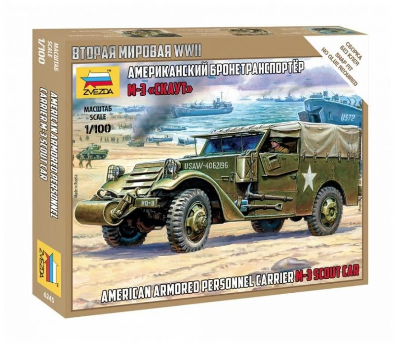 Zvezda 1:100 M-3 Scout Car Plastic Model Kit