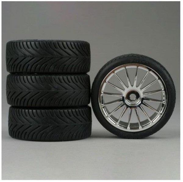 Duratrax 16 Spoke Chrome Wheel, Radial (4)