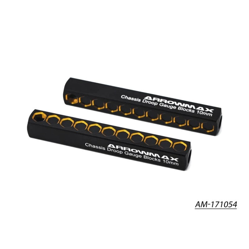AM Chassis Droop Gauge Support Blocks 10mm For 1/10 Black Golden (2)