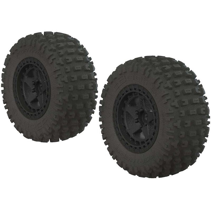 Arrma Fortress SC Tire Set Glued Black (2) Senton Mega AR550042