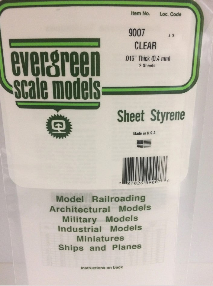 Evergreen Clear Styrene sheet .015" x2