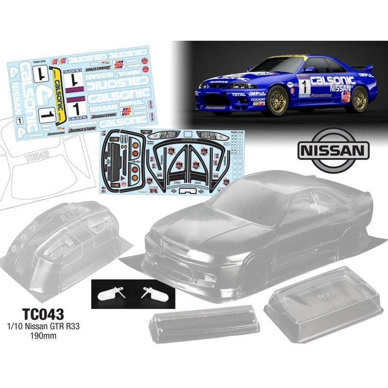 Team C 1:10 Nissan GTR R33 190mm Wide Calsonic Livery