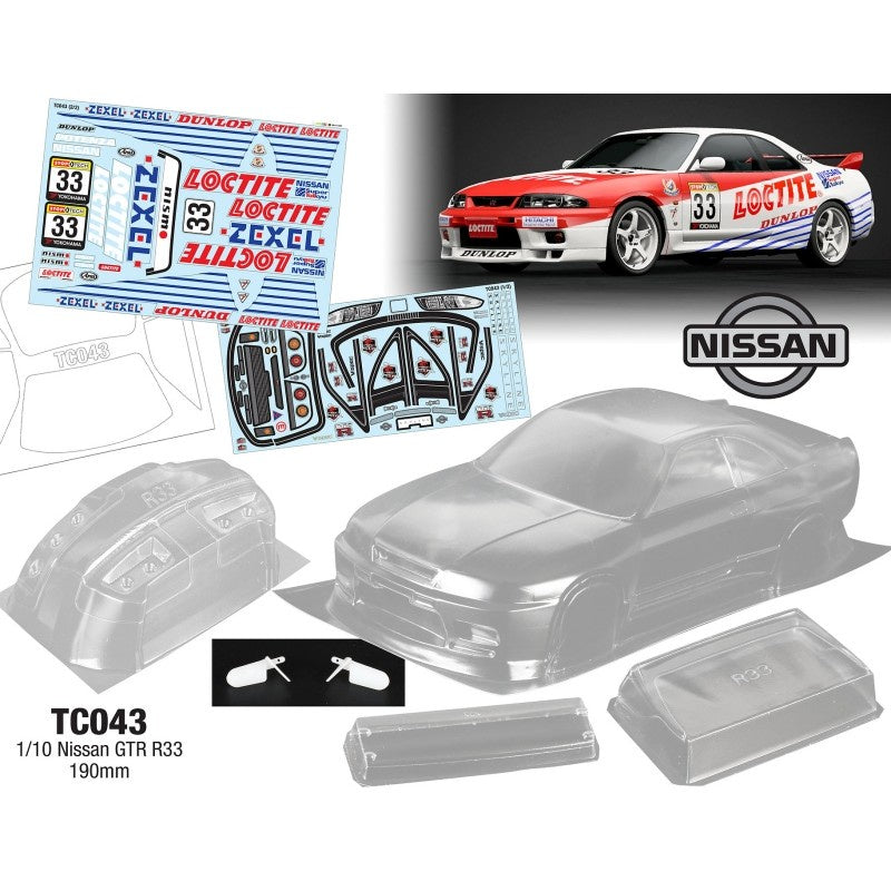Team C 1/10 Nissan R33 GTR 190mm Wide, WB 258mm with Loctite Decal Sheet