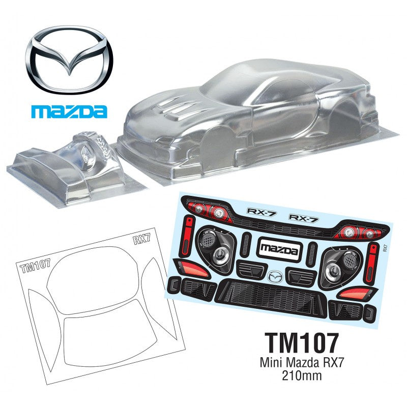 Team C 1:10 Mini Mazda RX-7 FD Clear Body M Chassis