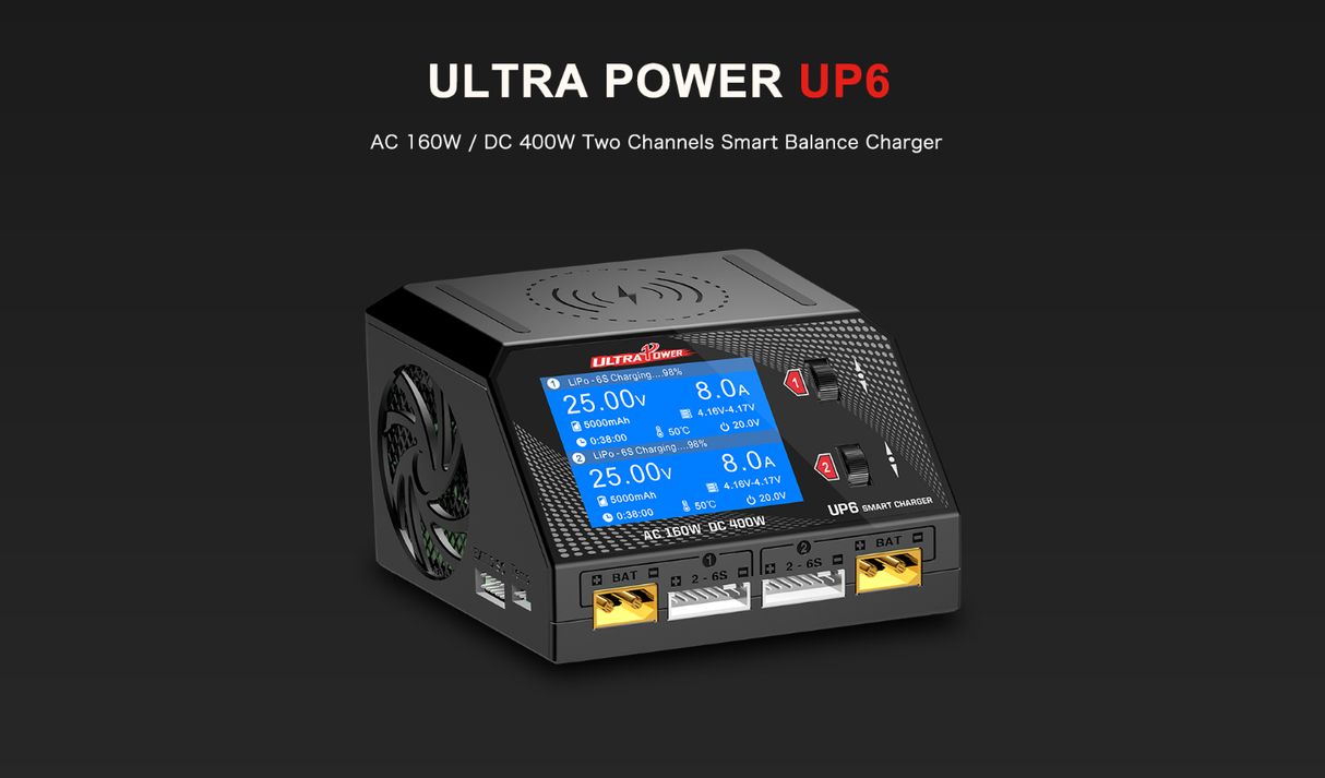 Ultra Power UP6 400W 10A Smart Dual Channel AC/DC Charger