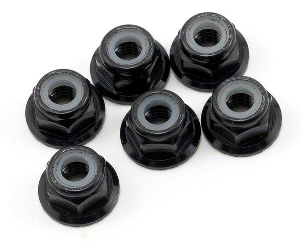 LOSI 4MM SERRATED LOCK NUTS BLACK 6PK