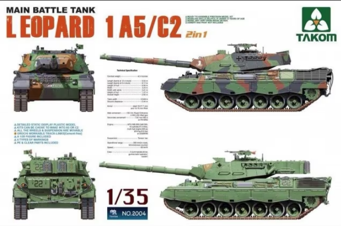 Takom 1:35 Leopard 1A5/C2 MBT with Legends Mantlet Cover Detail Set