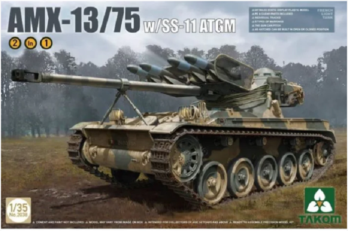 Takom 1:35 AMX-13/75 w/SS-11 ATGM Incl Def. Model Metal Barrel set